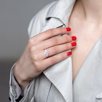 Moissanite Marquise Heart 3-Stone Ring
