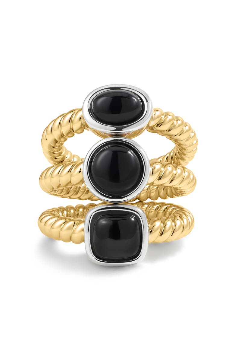 The Midnight Mesa Black Agate Set of 3 Rings, Main, color, GOLD