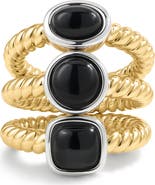 Luv AJ The Midnight Mesa Black Agate Set of 3 Rings