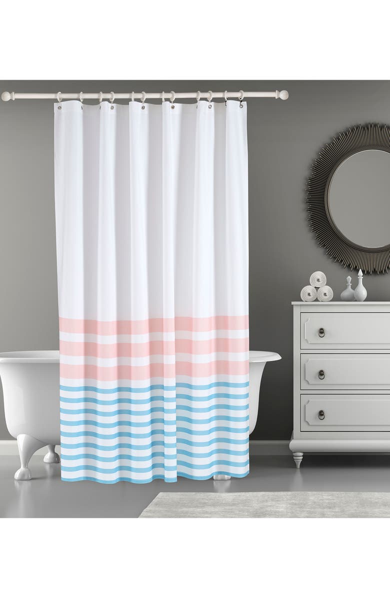 Brooks Brothers Turkish Peshtemal Shower Curtain, Alternate, color, Pink