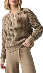 Splendid x @cellajaneblog Pointelle Half Zip Sweater