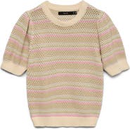 VERO MODA Rita Stripe Short Sleeve Cotton Sweater