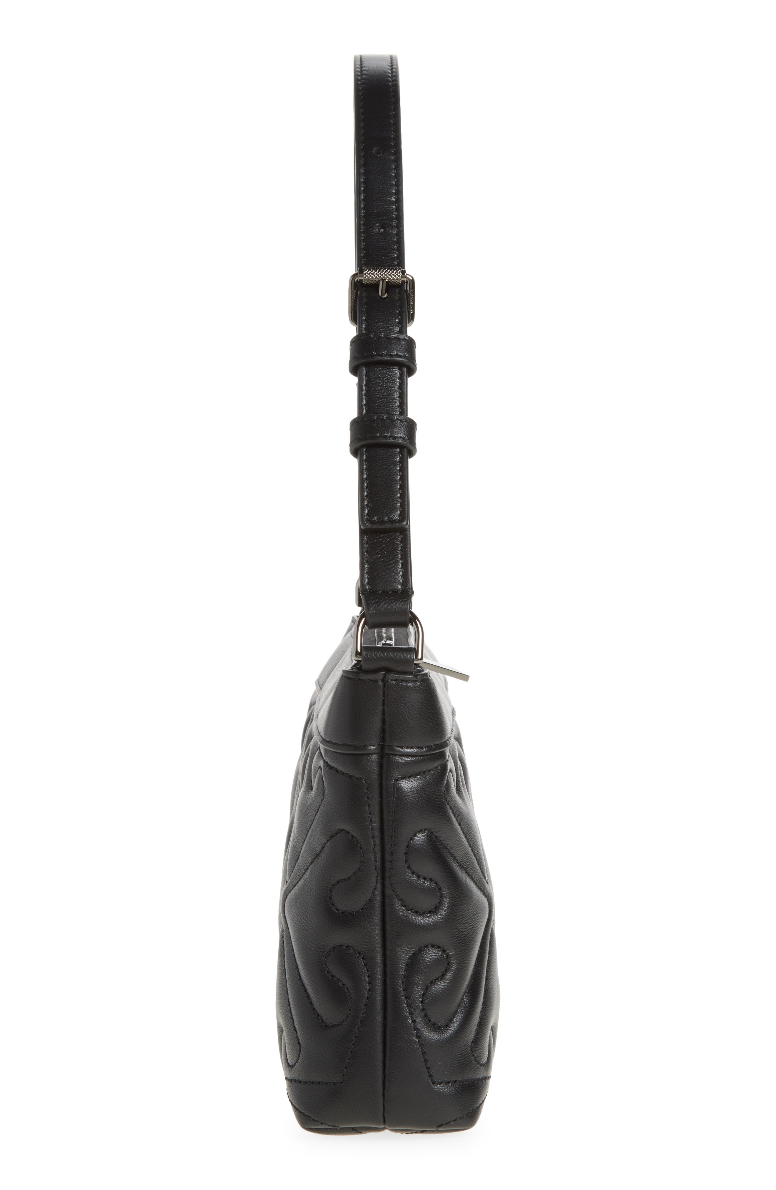 Arrow Quilted Leather Shoulder Bag, Alternate, color, 1000 BLACK