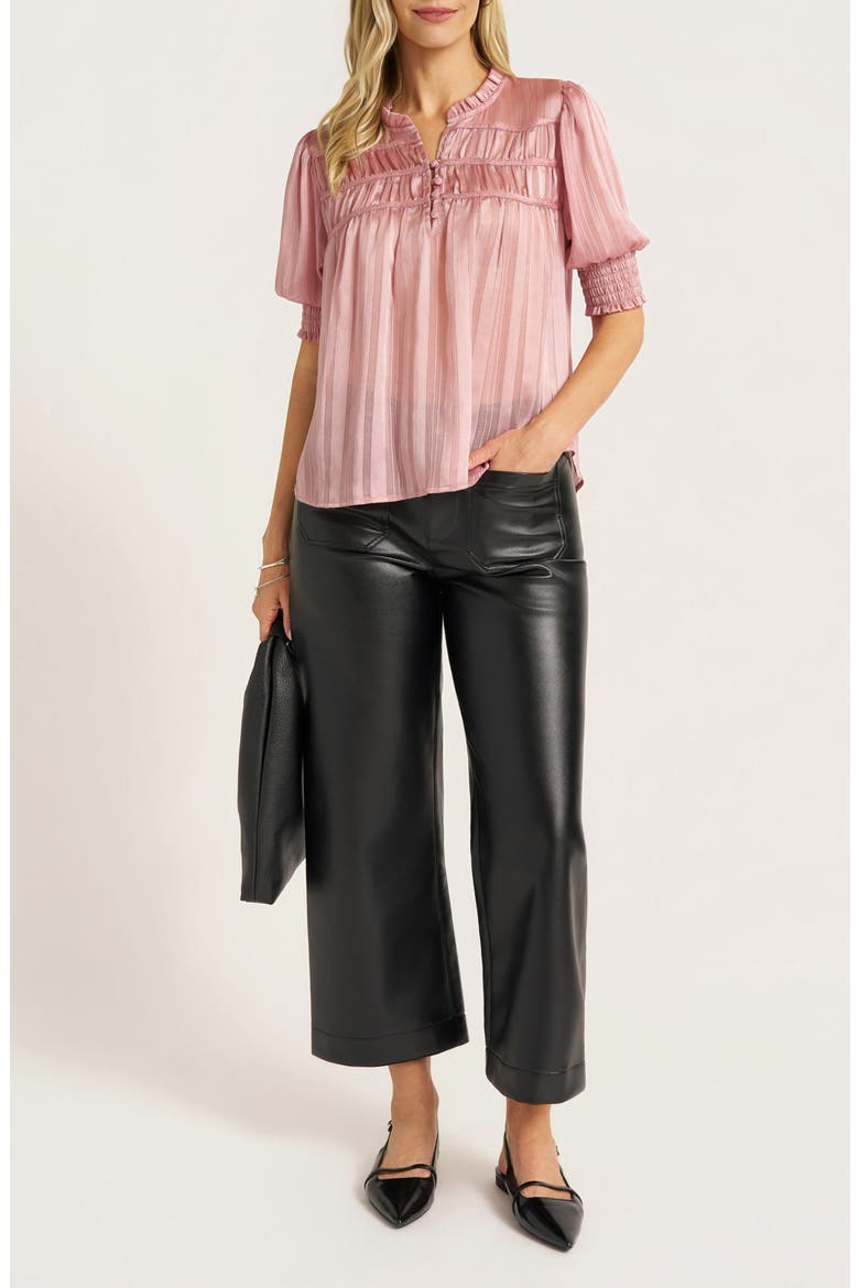 Indie Shirred Top, Alternate, color, ROSE