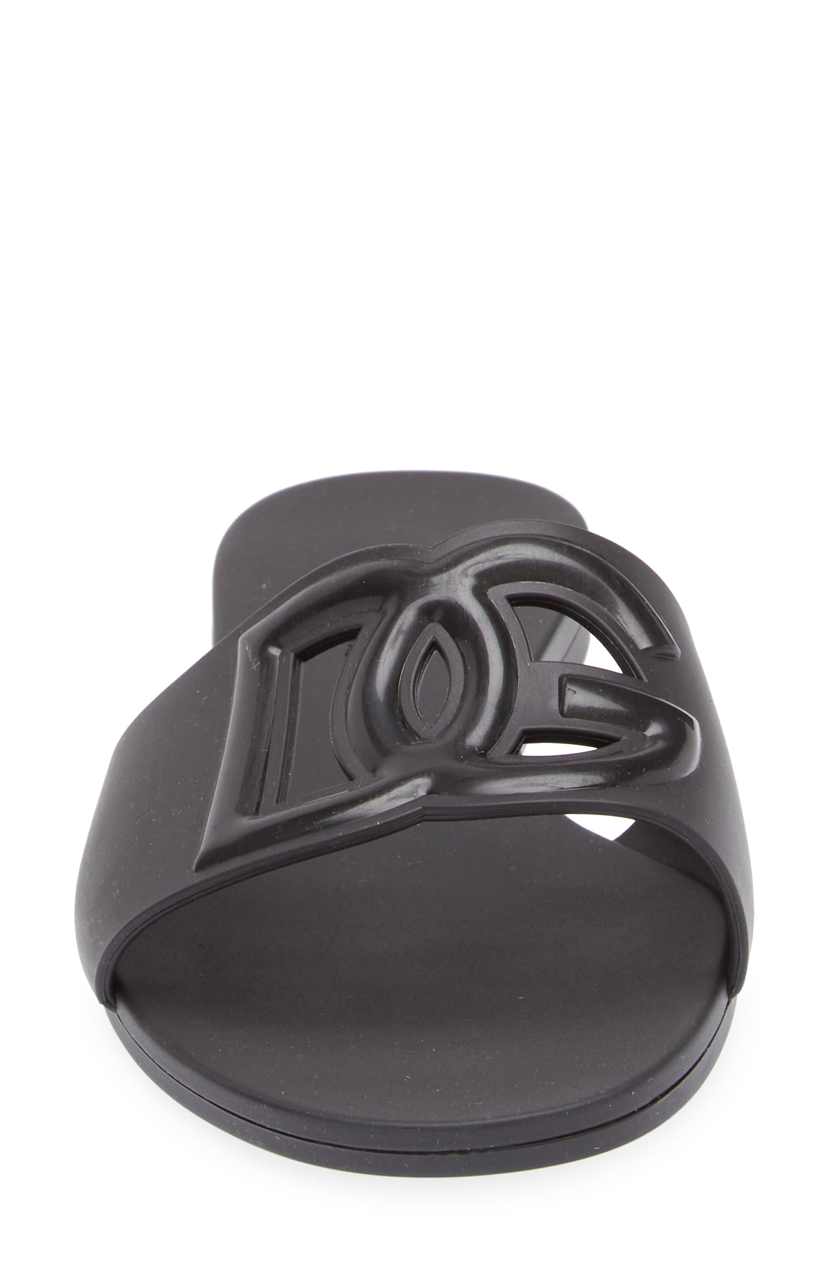 Dolce&Gabbana Bianca Interlock Slide Sandal, Alternate, color, Black