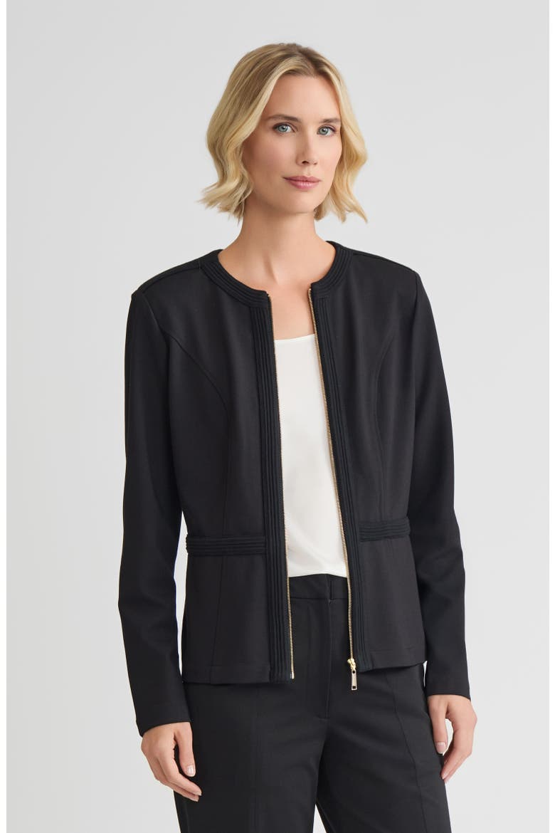 Heritage LuxeStretch Ponte Zip-Up Jacket, Alternate, color, Black