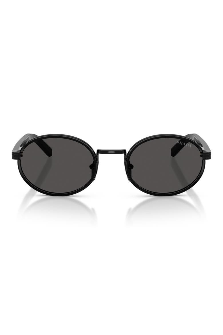 52mm Oval Sunglasses, Main, color, BLACK/ DARK GREY