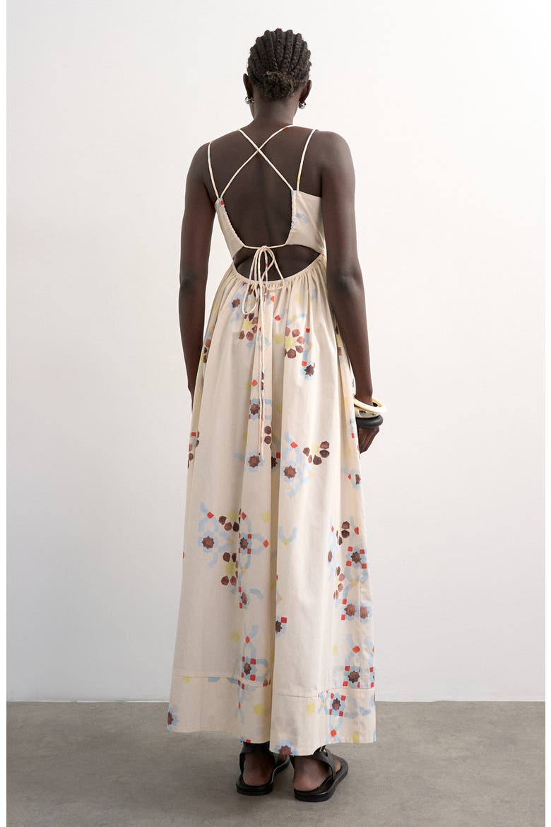 Strappy Open Back Cotton Poplin Dress, Alternate, color, BEIGE
