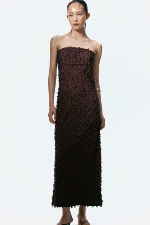 Frayed bandeau dress
