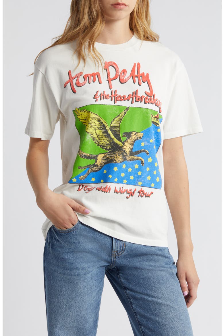 Tom Petty Dogs With Wings Cotton Graphic T-Shirt, Main, color, VINTAGE WHITE