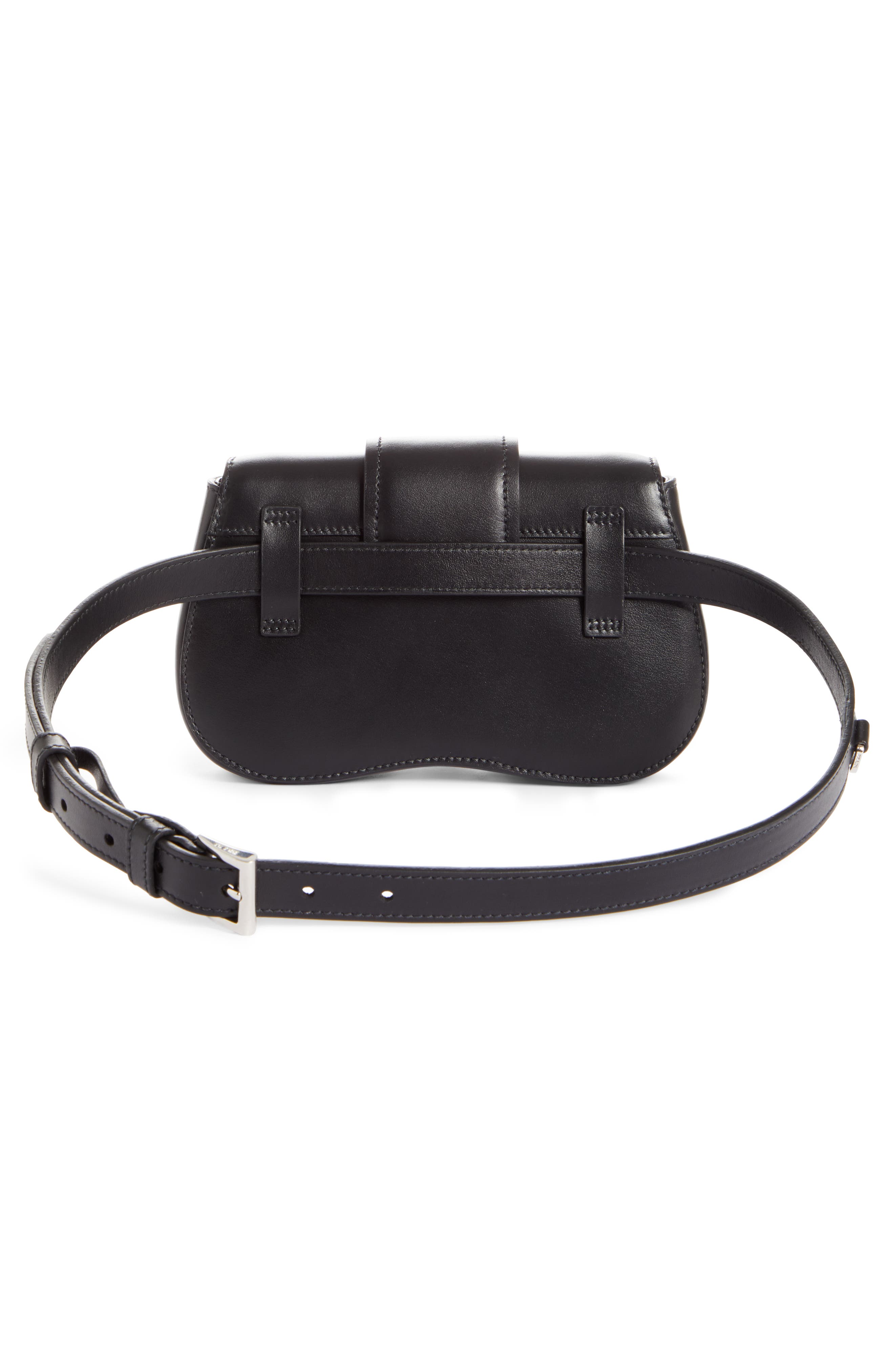 Convertible Calfskin Leather Belt Bag, Alternate, color, NERO