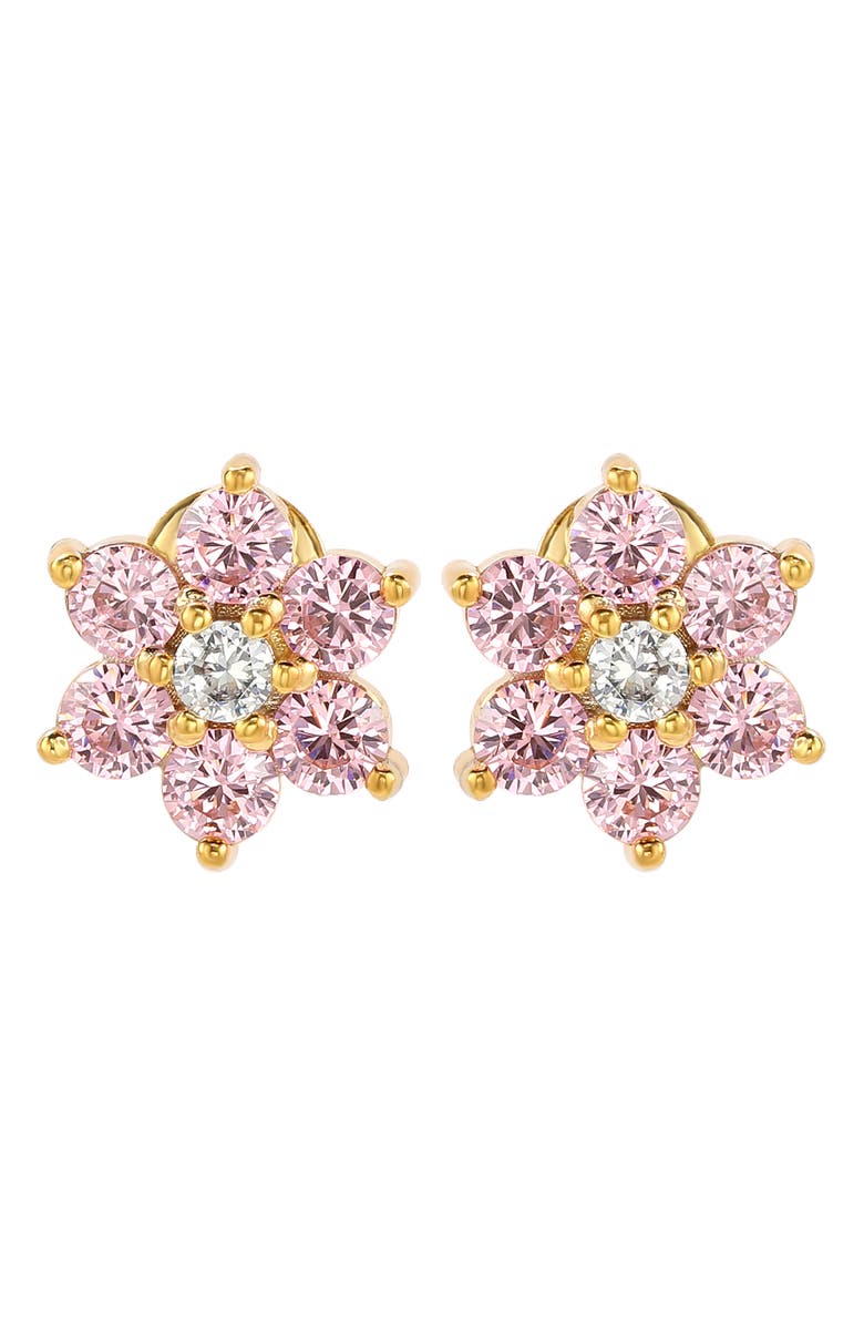 SUZY LEVIAN Sterling Silver & CZ Pink Flower Stud Earrings, Main, color, 