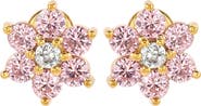 SUZY LEVIAN Sterling Silver & CZ Pink Flower Stud Earrings