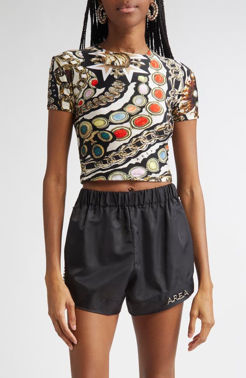 Shop Area Gemstone Chain Print Crop Top In Black Multi