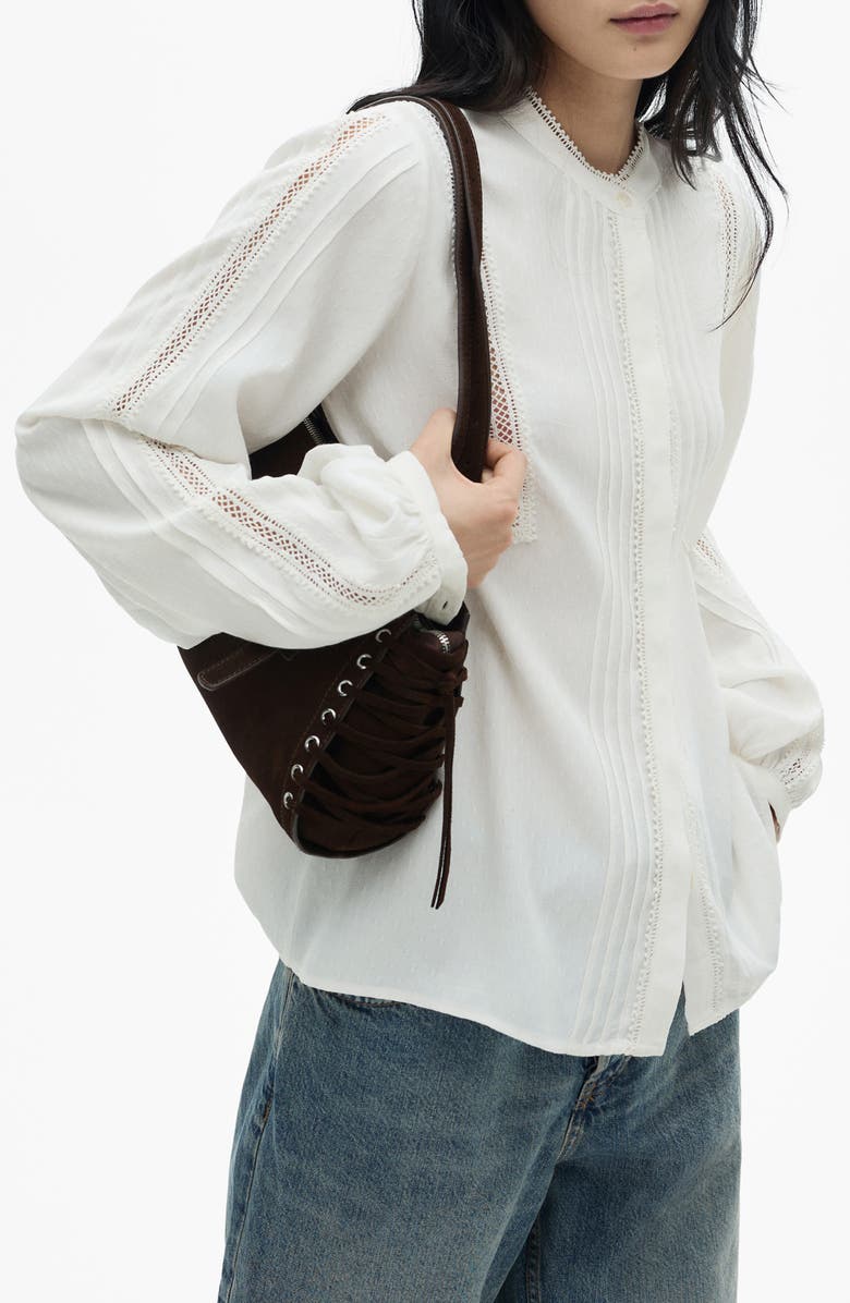 MANGO Openwork Detail Button-Up Shirt, Main, color, 