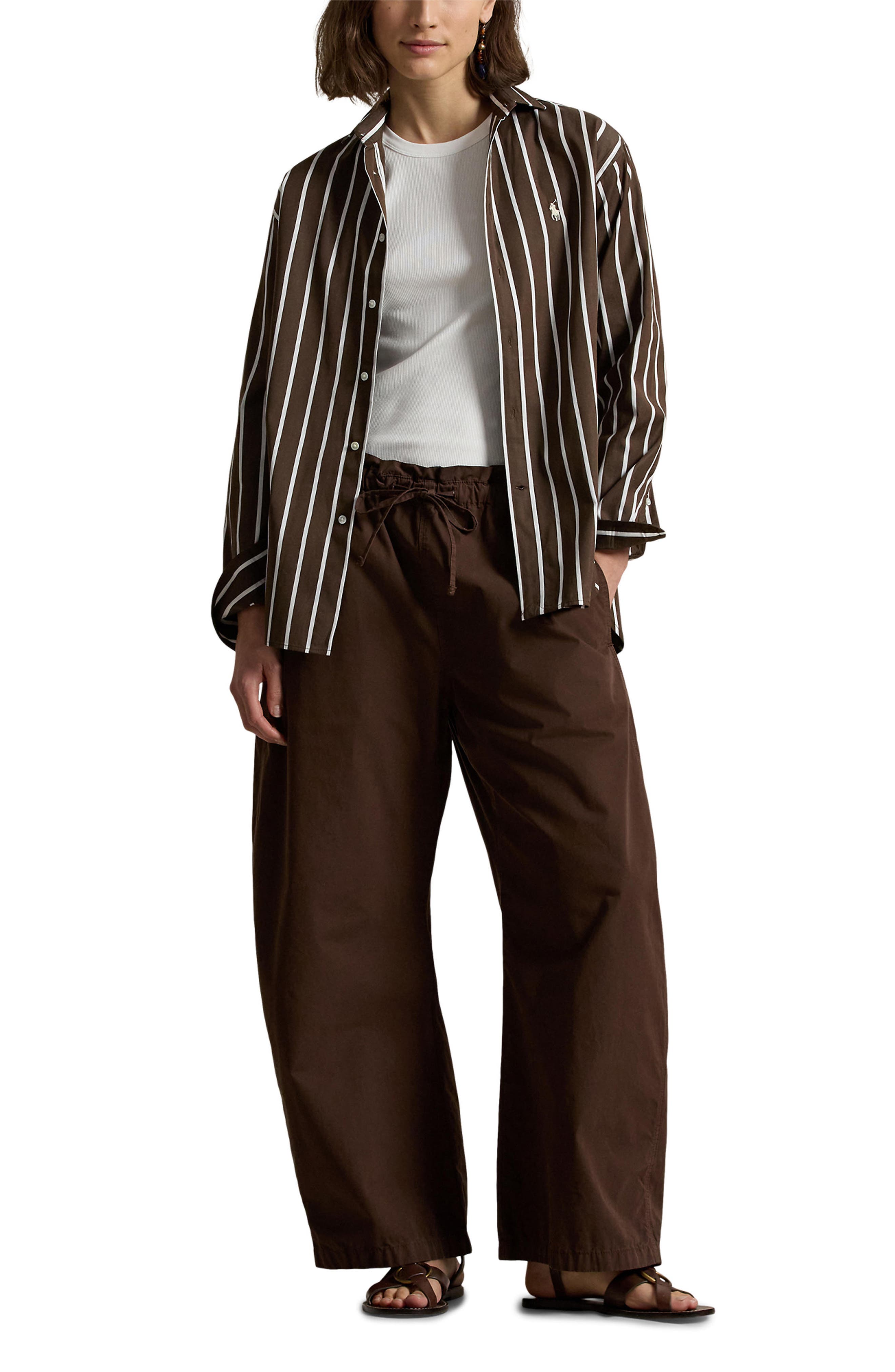 Relaxed Fit Stripe Cotton Button-Up Shirt (Women) | Nordstrom