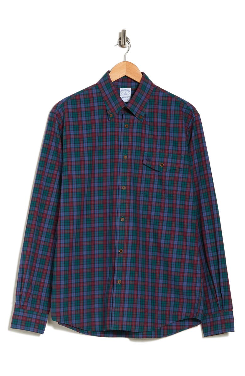 Brooks Brothers Regular Fit Plaid Twill Button-Down Shirt, Alternate, color, Zinfandel Plaid