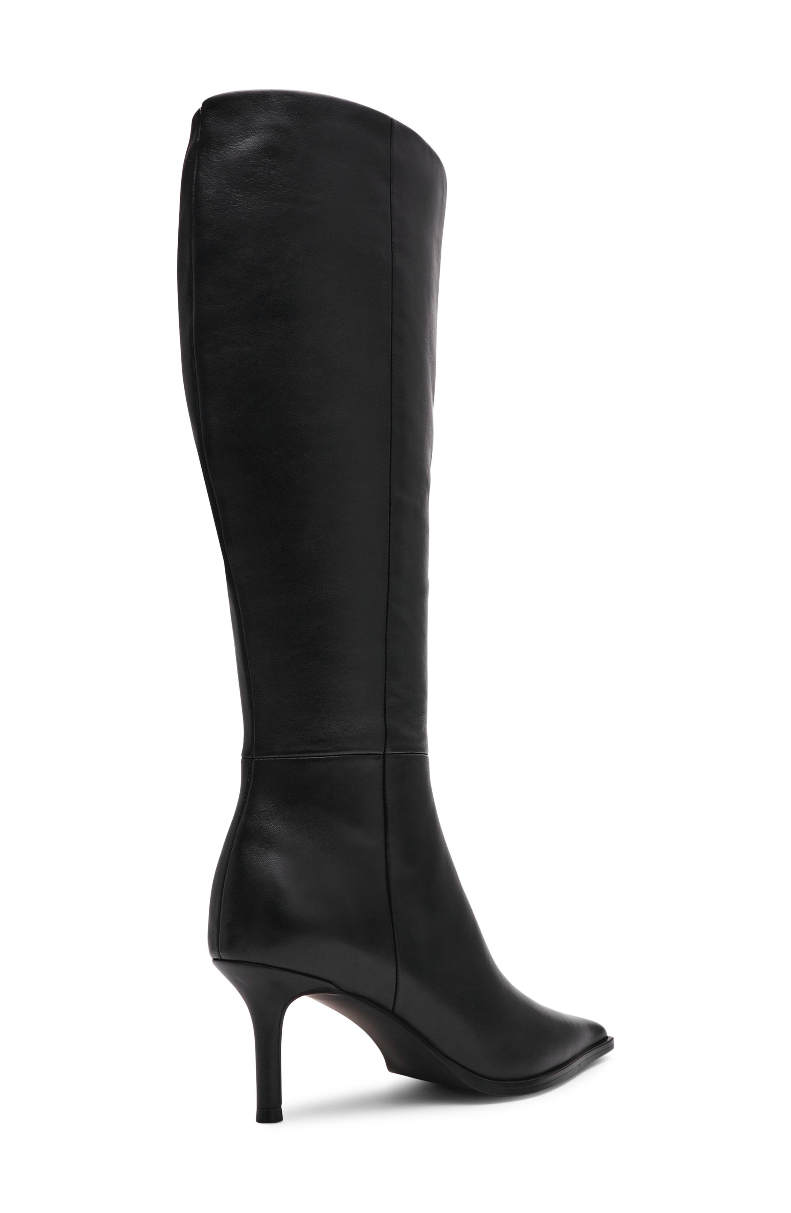 Steve Madden Lingo Pointed Toe Knee High Boot, Alternate, color, Black Leather