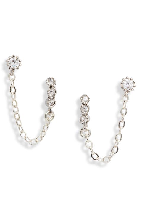Maven Double Stud Chain Earrings