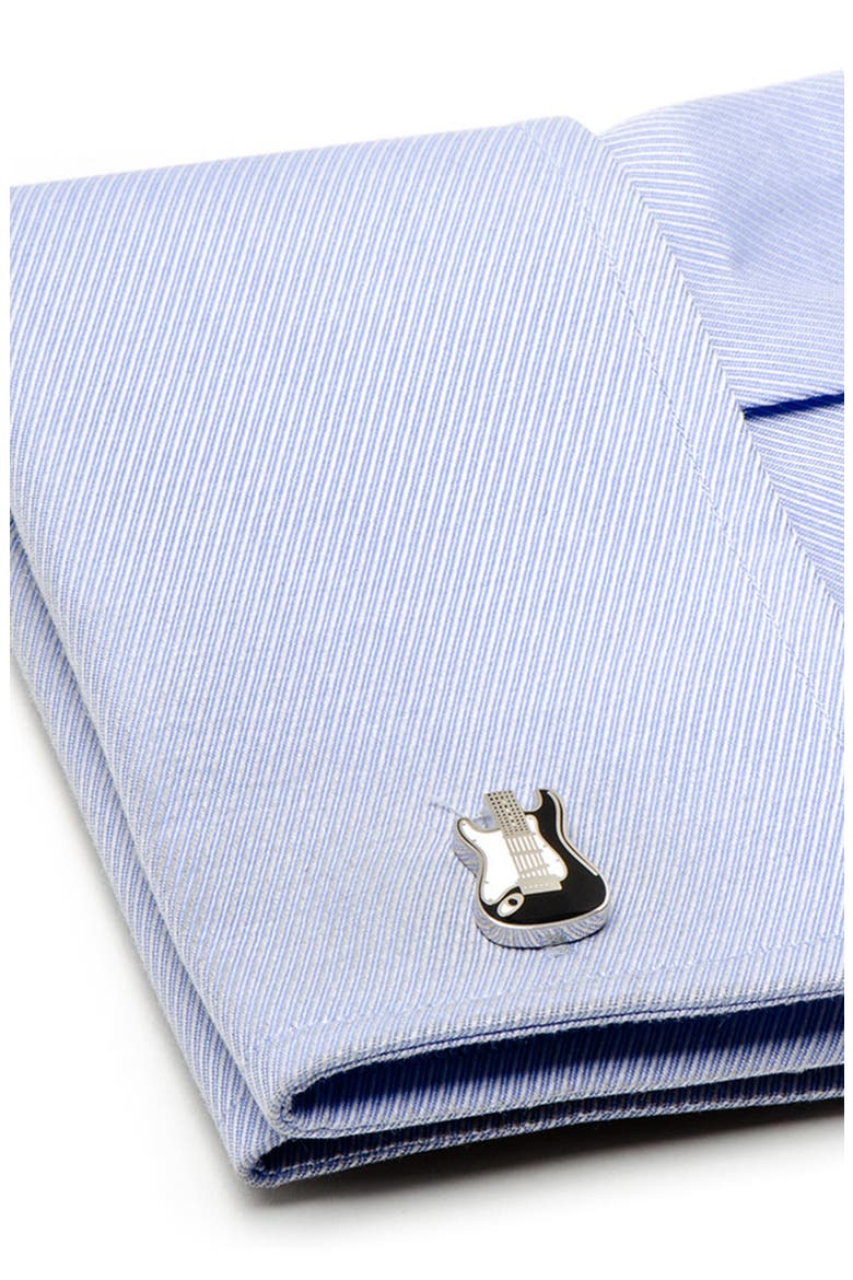 Electric Guitar Cuff Links, Alternate, color, BLACK