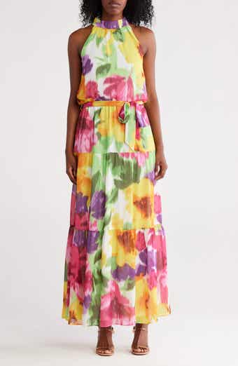 Donna Ricco Mock Neck Sleeveless Maxi Dress