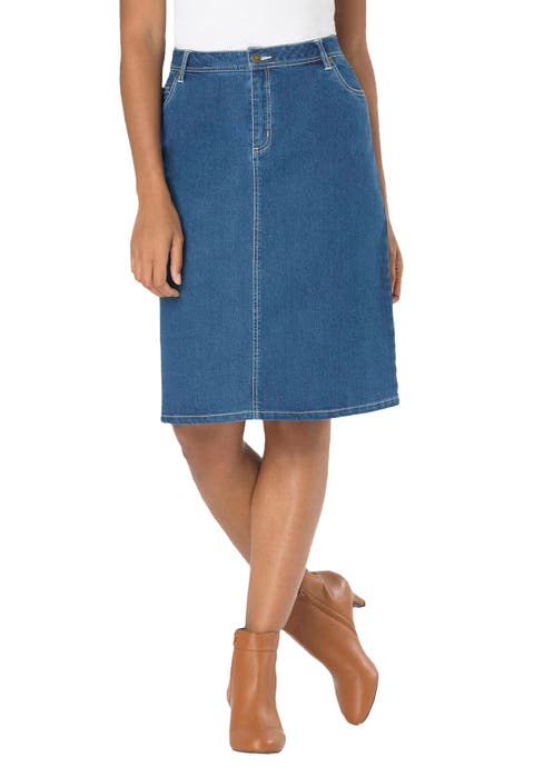 True Fit Stretch Denim Short Skirt (Plus)