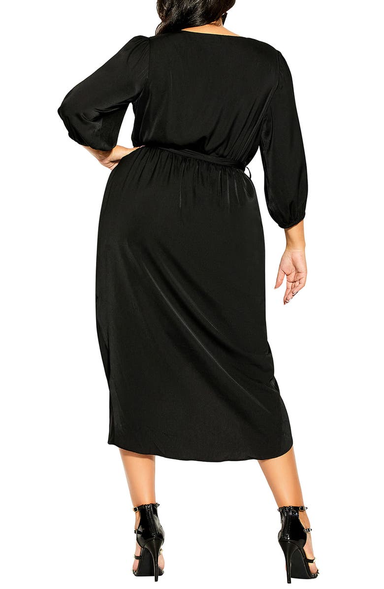 City Chic Opulent Faux Wrap Dress, Alternate, color, Black