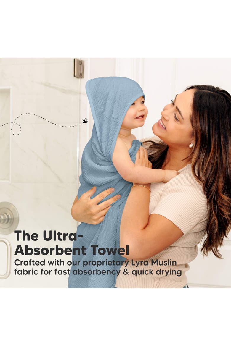 2-Pack Lyra Muslin Hooded Towels, Alternate, color, Steel