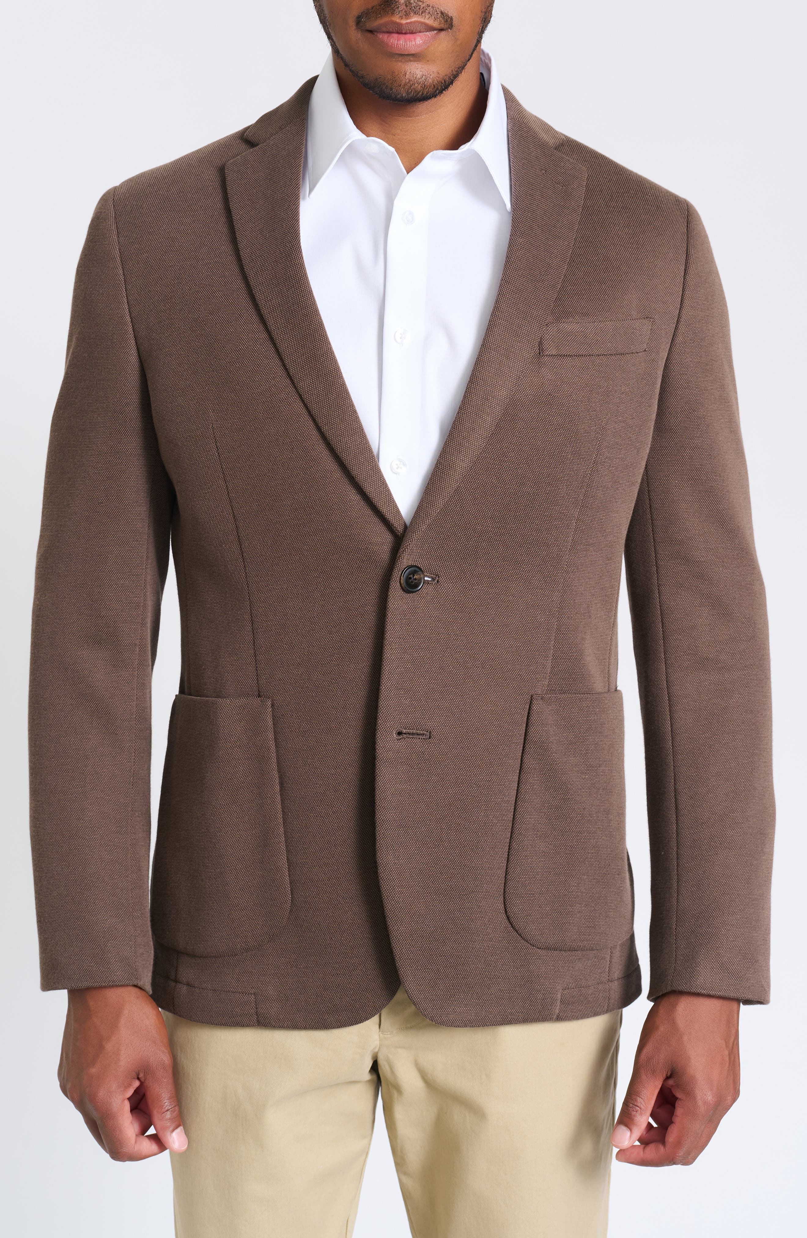 SAVILE ROW CO Brown Piqué Knit Sport Coat