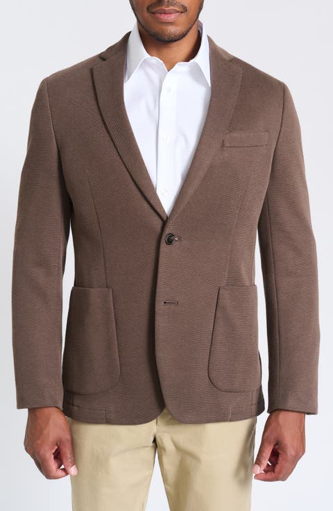 Brown Piqué Knit Sport Coat (Regular, Short & Long)