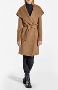 SENTALER Hooded Alpaca & Wool Wrap Coat
