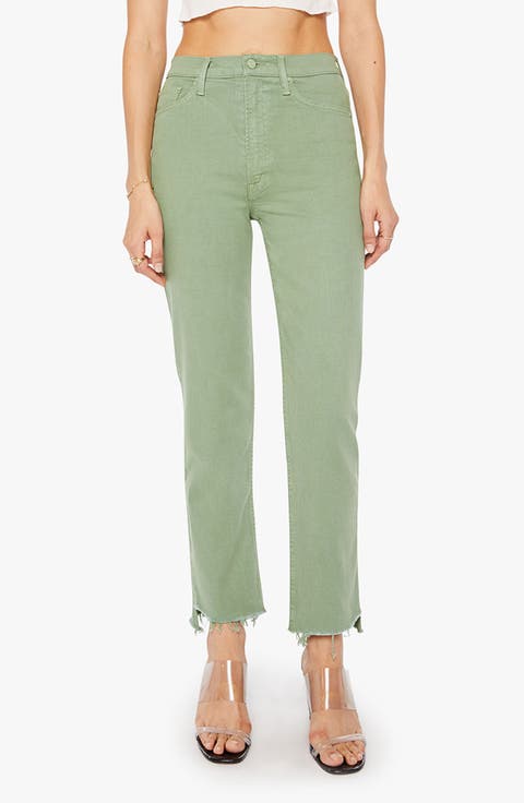 Rider High Waist Step Hem Ankle Straight Leg Jeans