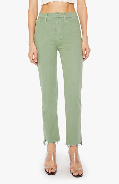 Mother Rider High Waist Step Hem Ankle Straight Leg Jeans In Green
