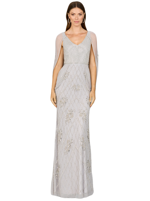 Beaded Cape Sleeve Dress