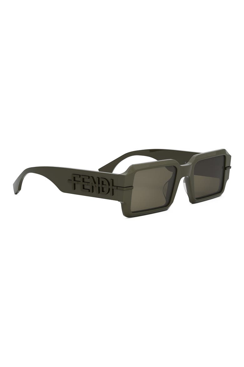 'Fendigraphy 52mm Geometric Sunglasses, Alternate, color, SHINY DARK GREEN / GREEN