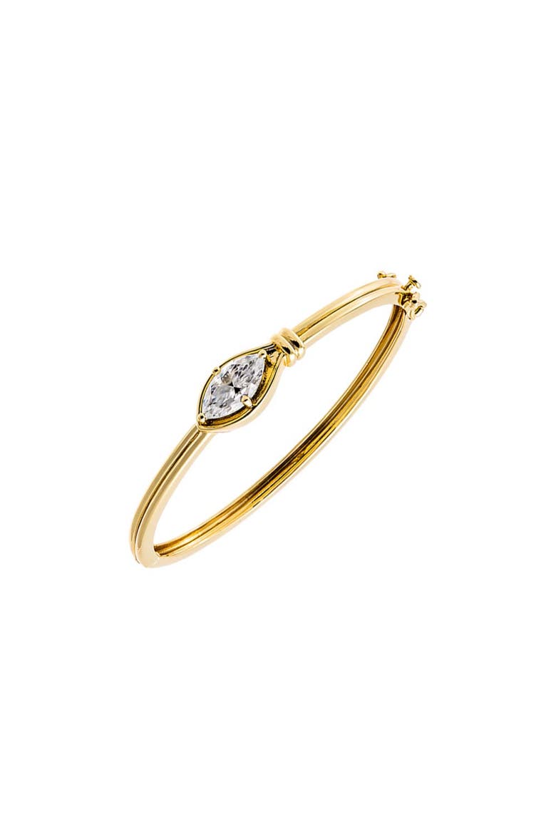 Moissanite Bezel Marquise Center Stone Bangle, Main, color, Gold