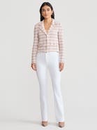 Misook Relaxed Plaid Fringe Trim Knit Jacket