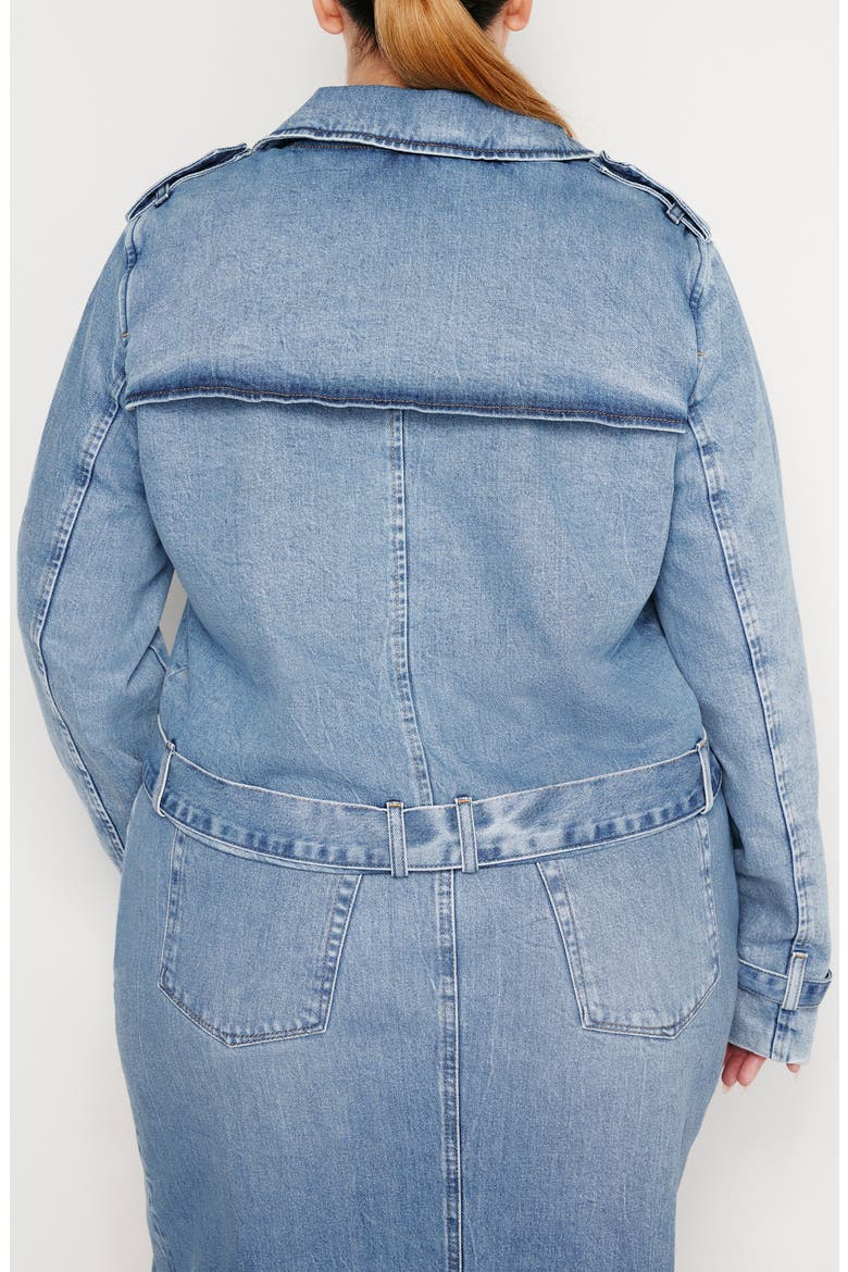 Belted Crop Denim Jacket, Alternate, color, INDIGO599