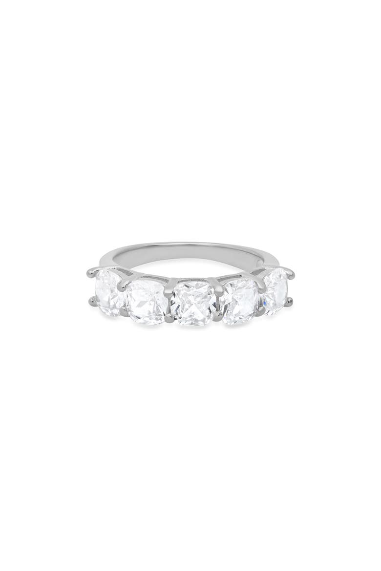 Sterling Silver Cushion Cut Cubic Zirconia 5-Stone Ring, Main, color, SILVER