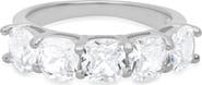 Queen Jewels Sterling Silver Cushion Cut Cubic Zirconia 5-Stone Ring