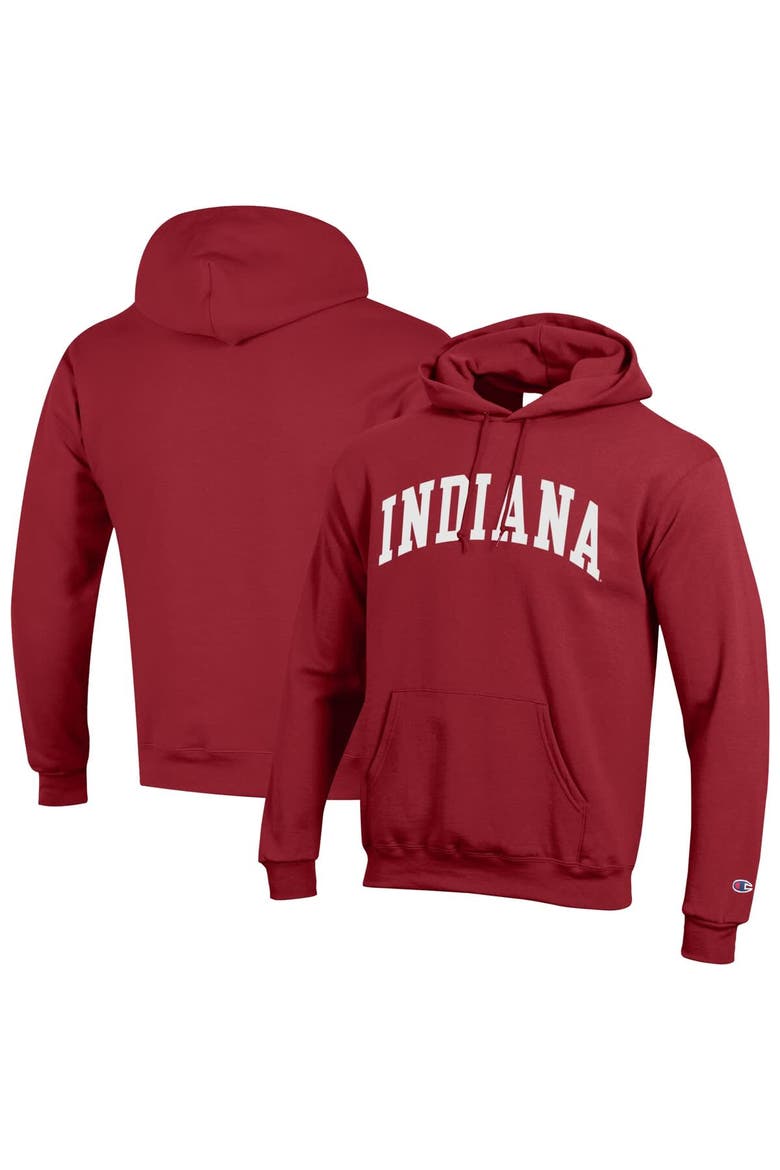 Men's Champion  Crimson Indiana Hoosiers Basic Arch Fleece Pullover Hoodie, Alternate, color, Crimson