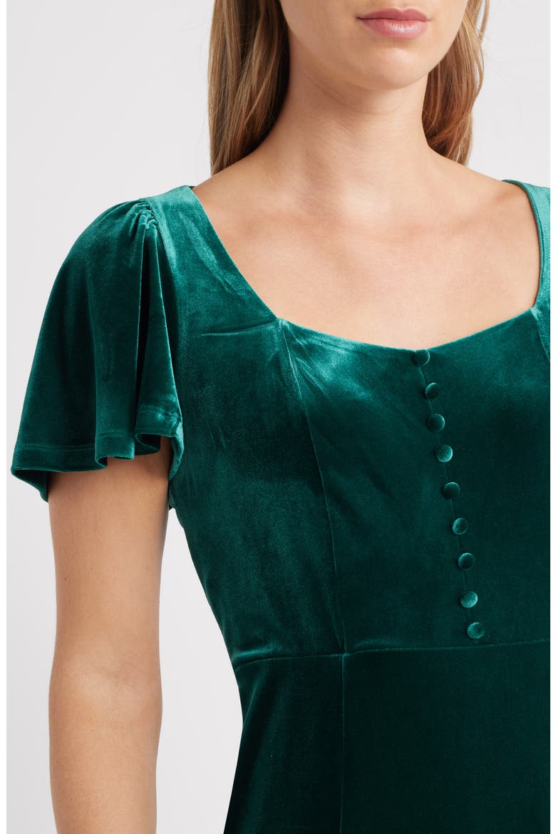 Flared Sleeve Velvet Dress, Alternate, color, MIDNIGHT PINE