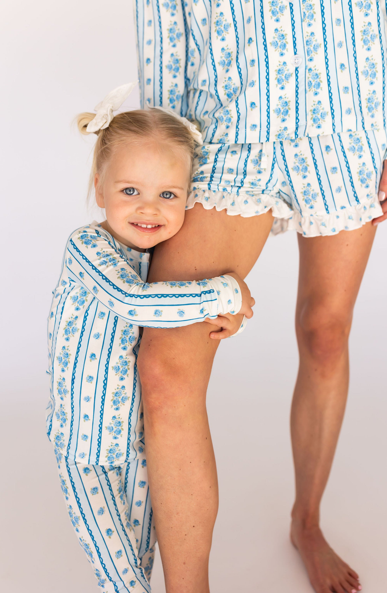 In My Jammers Forever Blooming Short Sleeve Short Set, Alternate, color, Cream / Blue Roses