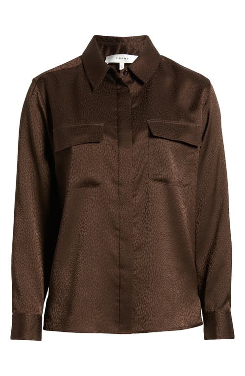 FRAME FRAME SNAKE PRINT SATIN BUTTON-UP SHIRT 