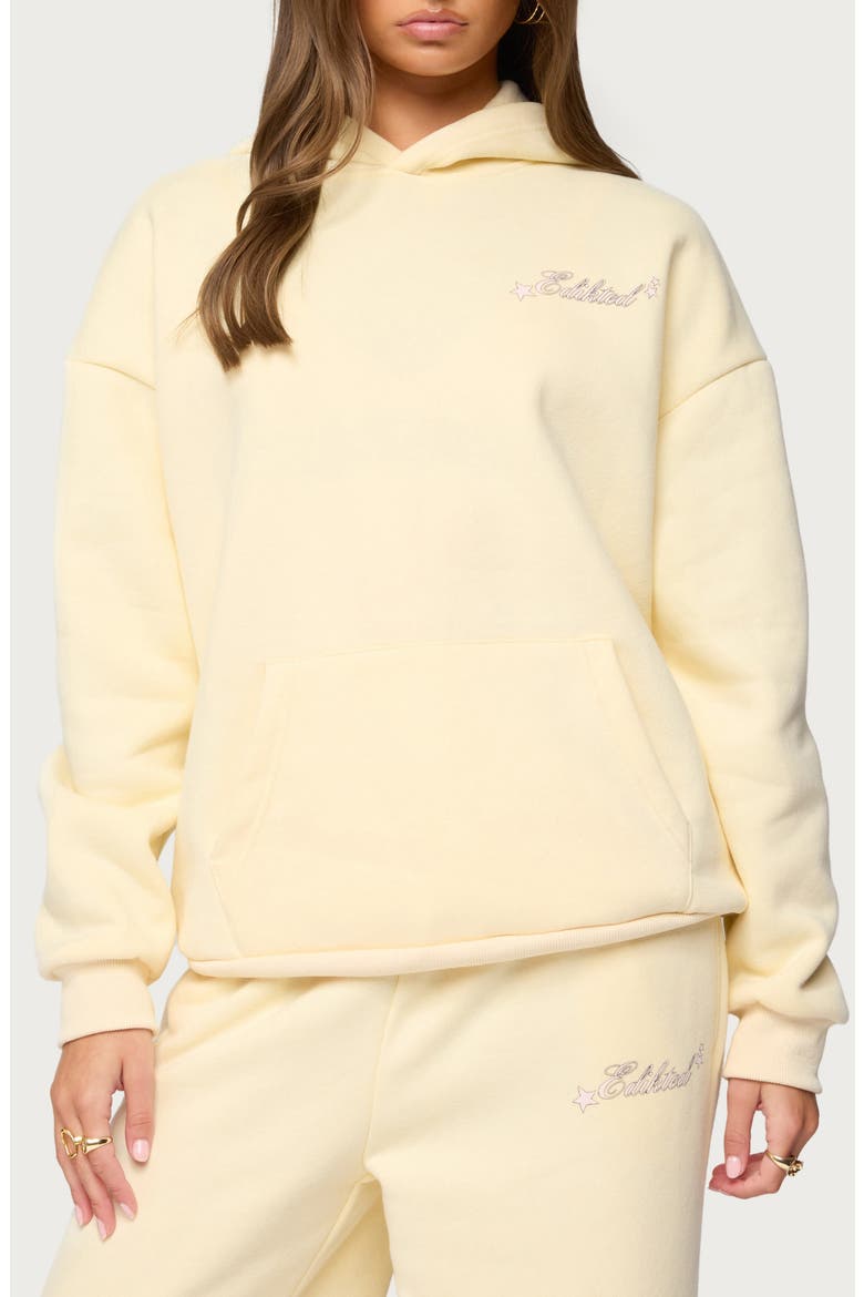 Club Edikted Oversize Cotton Blend Hoodie, Main, color, YELLOW