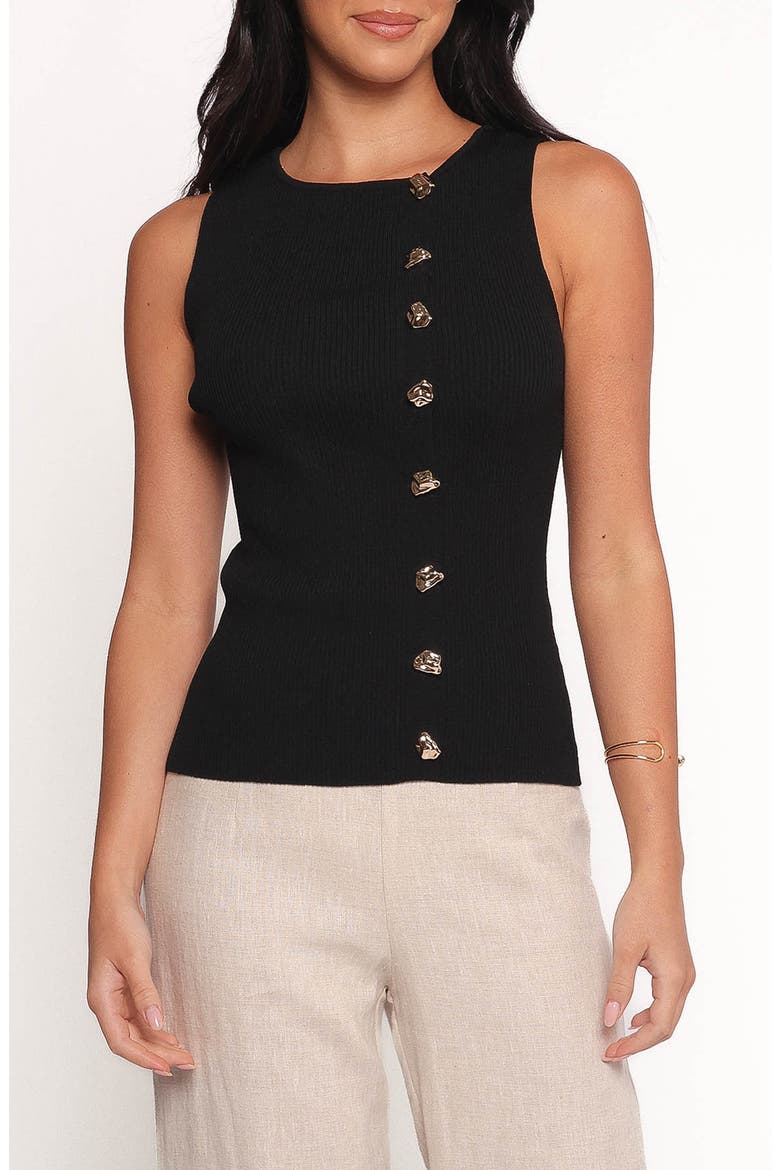 Lysa Button-Up Knit Tank, Main, color, BLACK