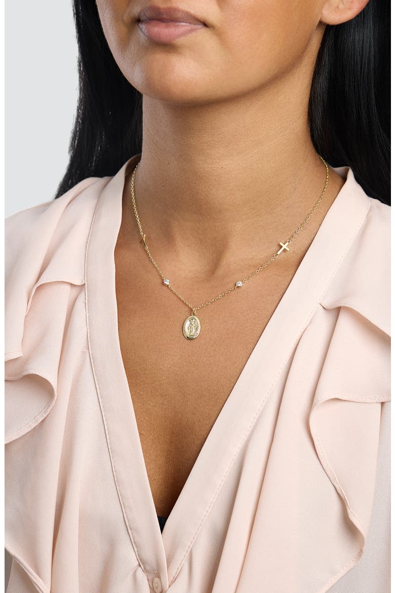 Cubic Zirconia Cross Pendant Necklace, Alternate, color, GOLD