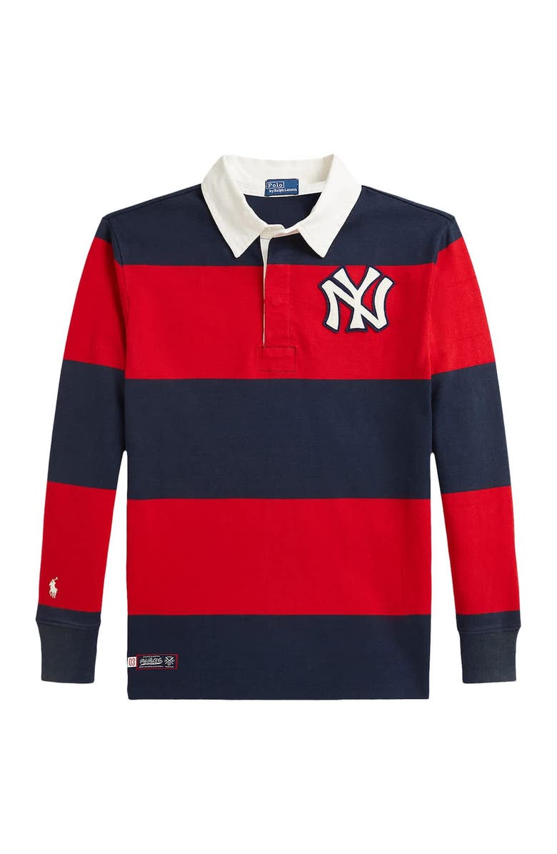 Polo Ralph Lauren Youth Polo Ralph Lauren  Navy/Red Yankees  Rugby Knit Shirt, Alternate, color, Navy