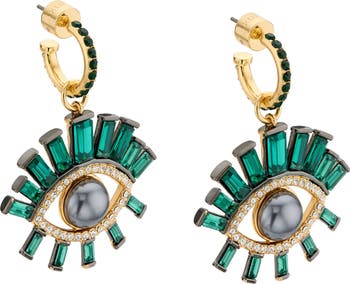 Imitation Pearl Eye Drop Hoop Earrings