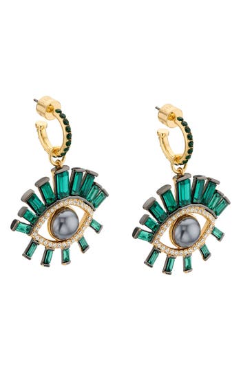 KURT GEIGER KURT GEIGER LONDON IMITATION PEARL EYE DROP HOOP EARRINGS